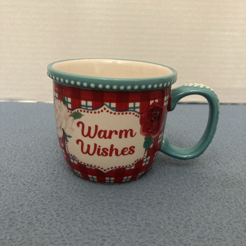 NWT Pioneer Woman Multicolor Warm Wishes 16oz Holiday Coffee Mug